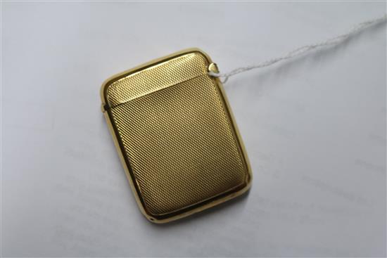 A George V 18ct gold vesta case by Asprey & Co Ltd, 49mm.